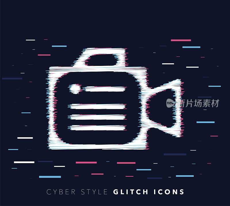 Video Recorder Glitch Effect Vector Icon Illustration